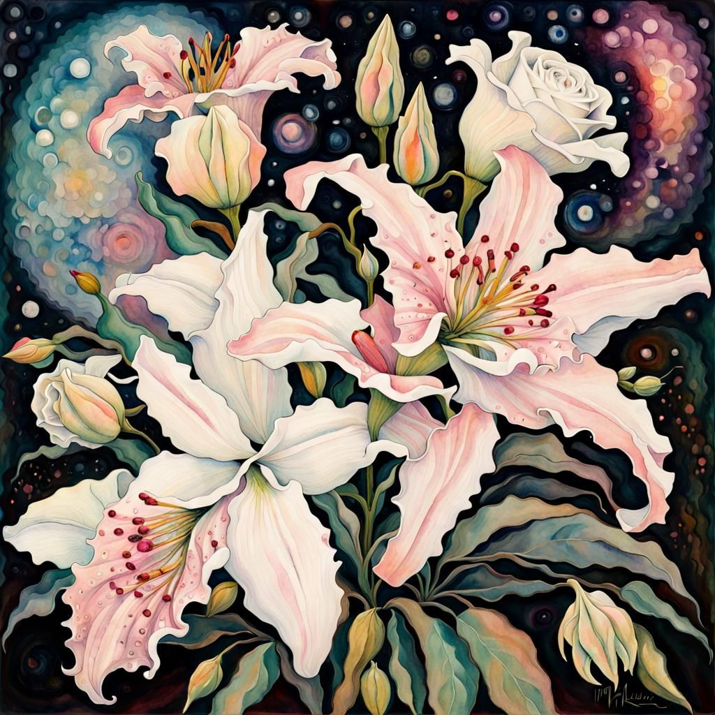 Floral Watercolor Painting in Bohemian Style