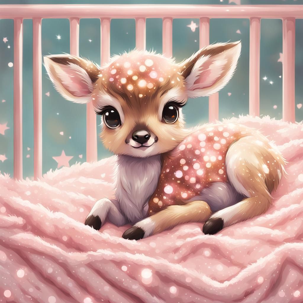 Adorable Anime Baby Deer with Glittery Eyes