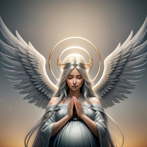 Angel Mother's Prayer in Golden Hour