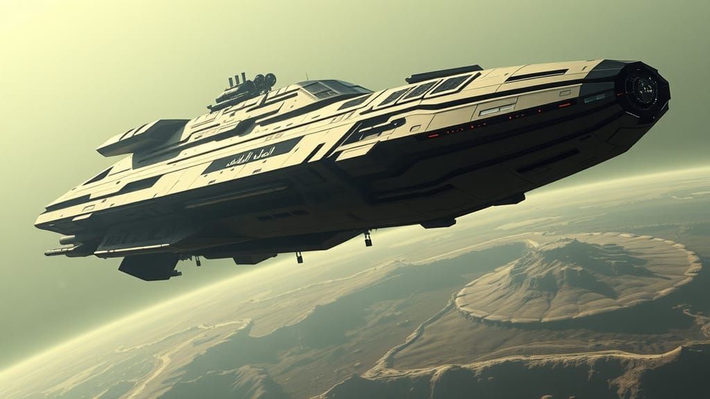 Colossal Spaceship Orbiting Alien World: Cinematic Concept A...