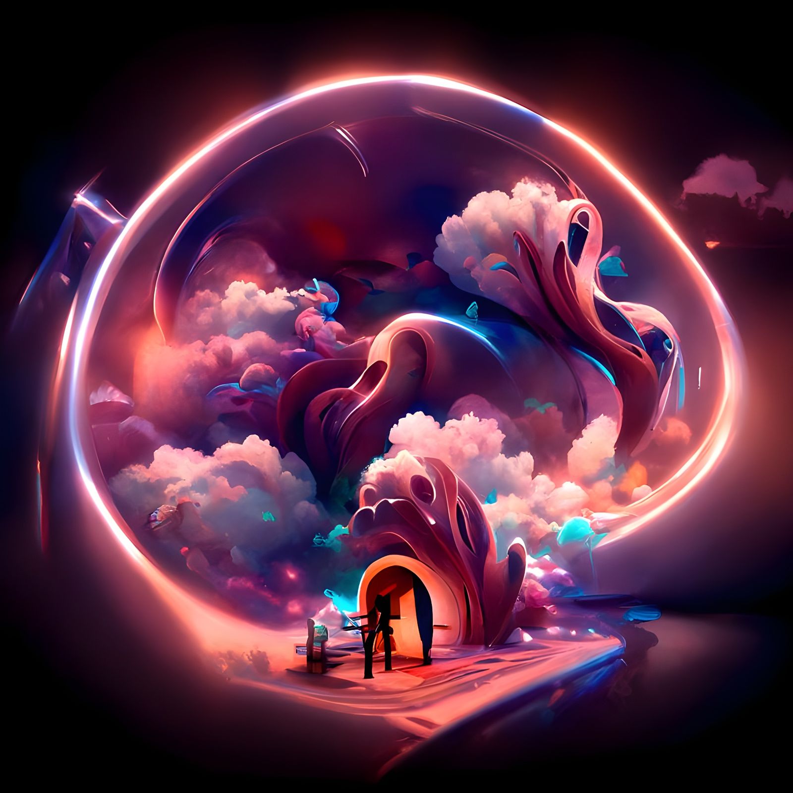 Dream World Portal in Surreal Digital Art Style