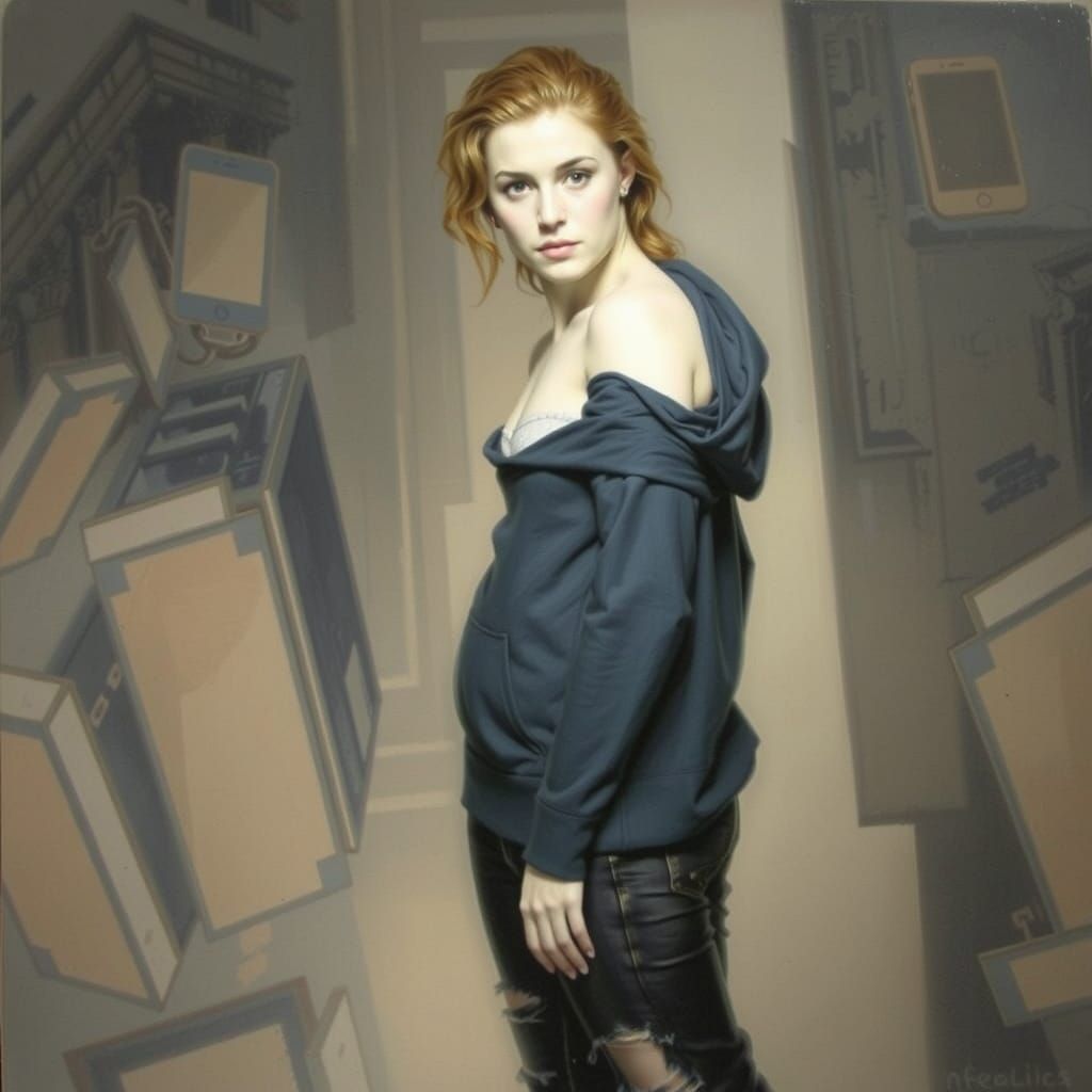 Dystopian Woman Portrait in Romantic Style