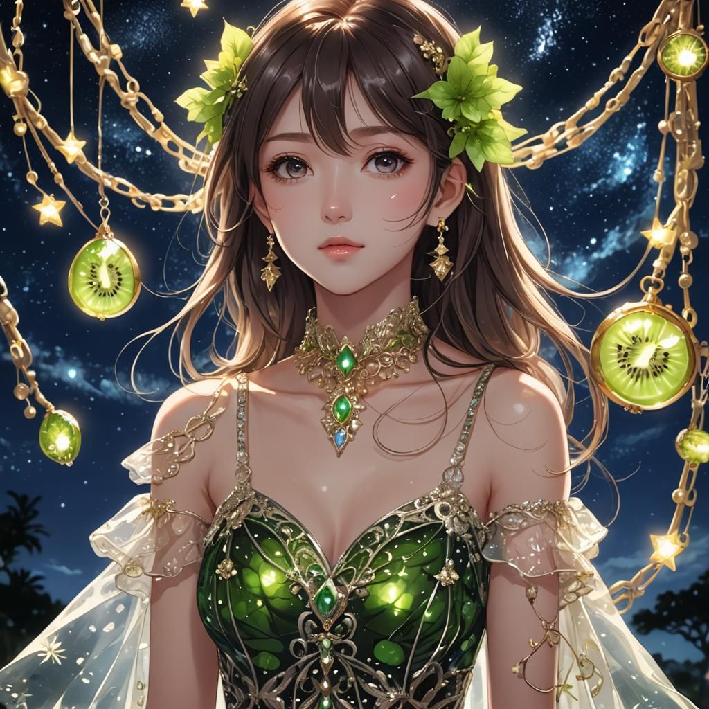 Kiwi Goddess Portrait in Anime Style