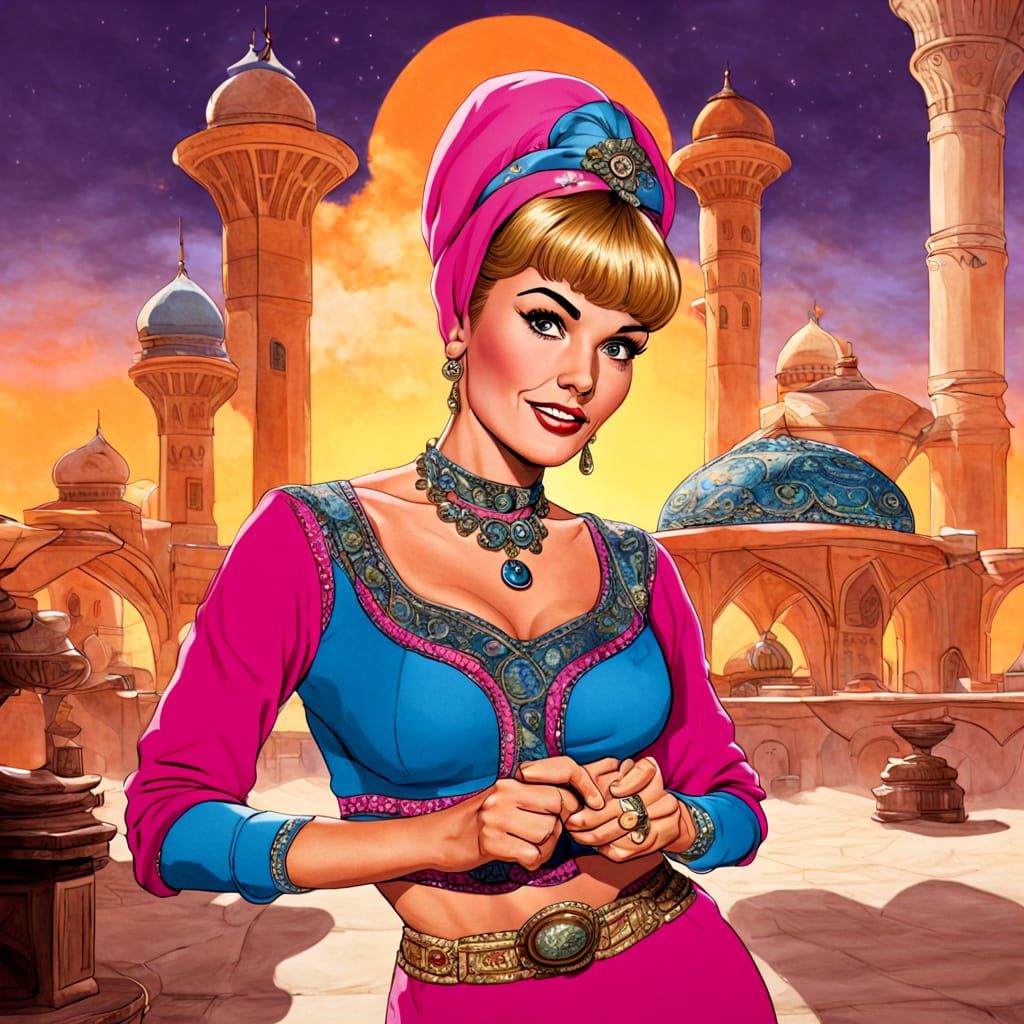 Busty Genie Girl in a Dreamlike Setting