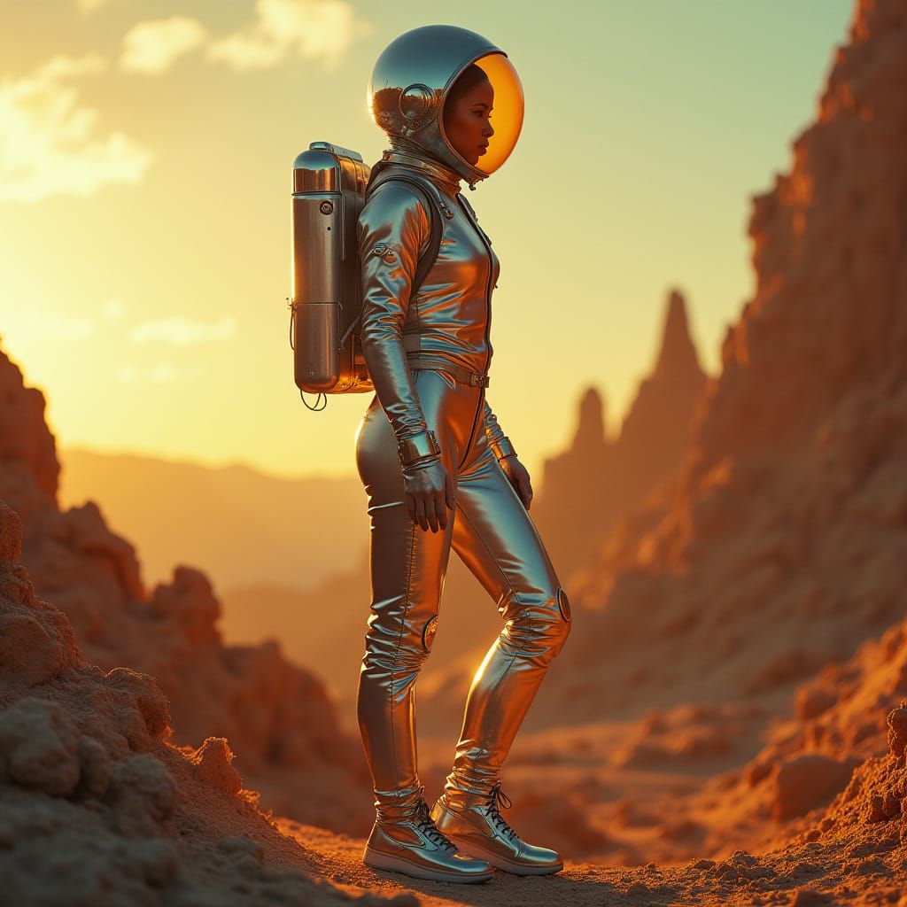 Surreal Astronaut in Alien Sunset, in Classic Hollywood Styl...