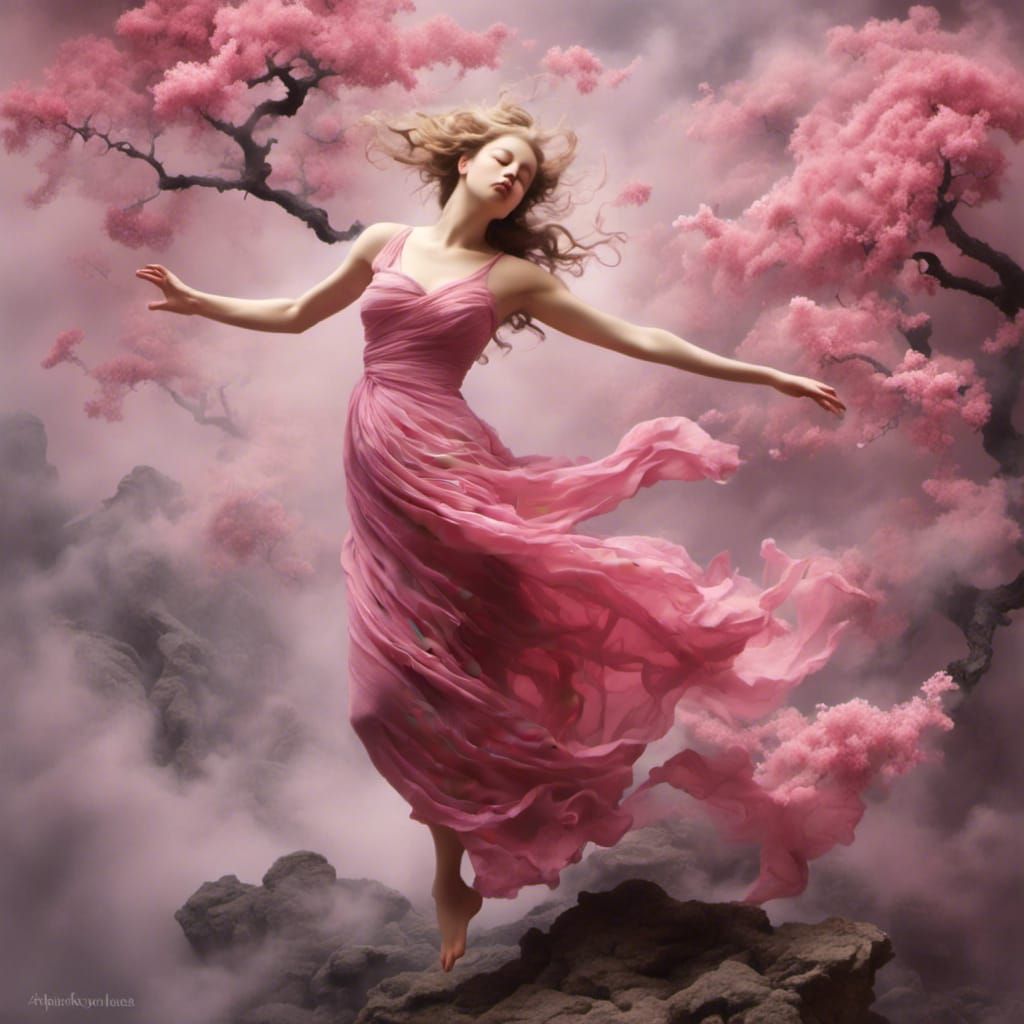 Pink Aphrodite Goddess in Ethereal Style