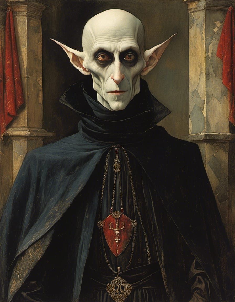 Medieval Portrait of Nosferatu in Gothic Attire