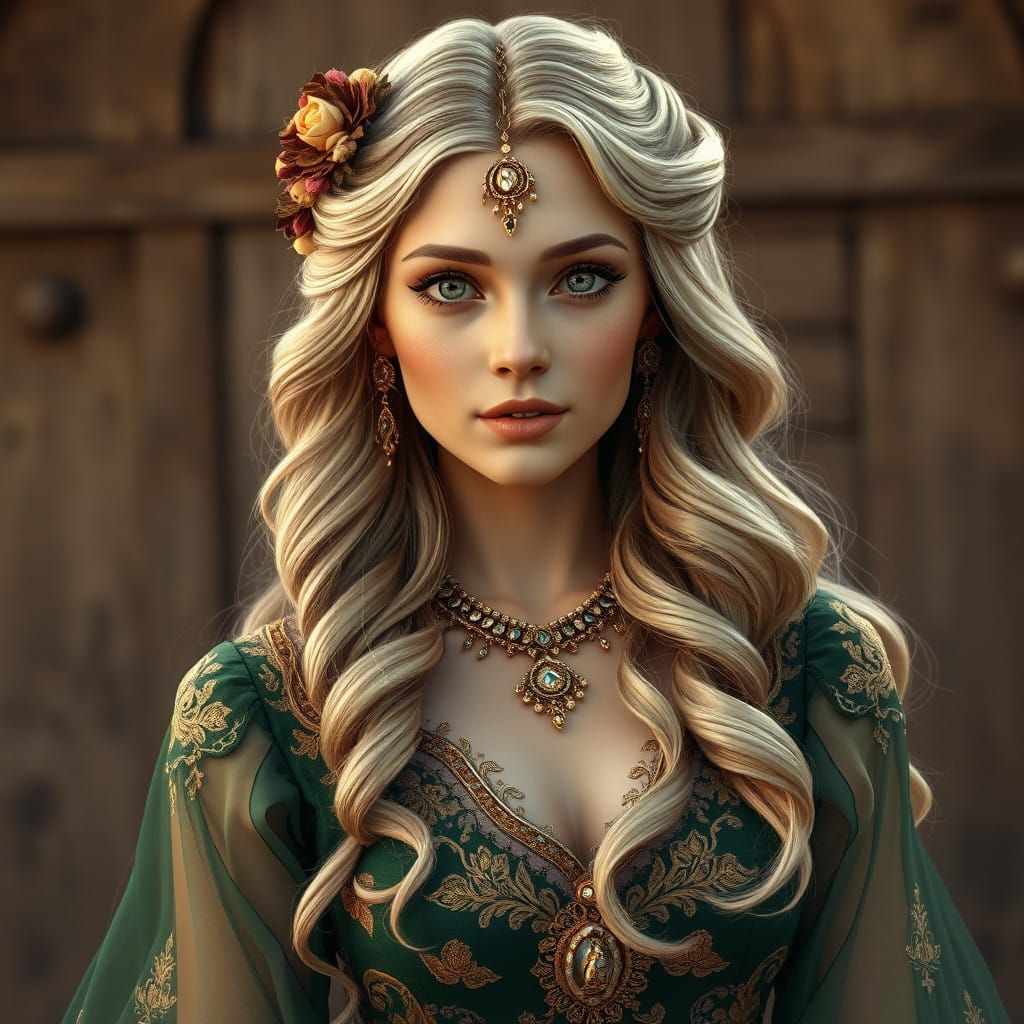 Elegant Fantasy Princess with Golden Hair