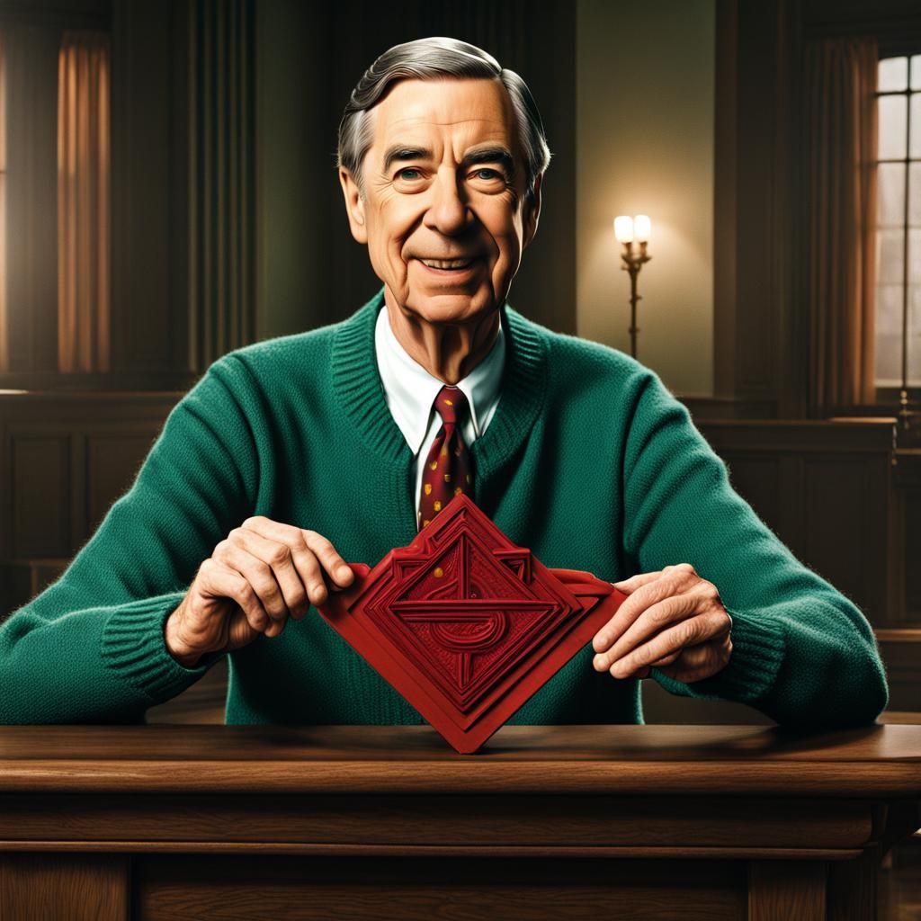Hyperrealistic Mr. Rogers: Illuminati Leader