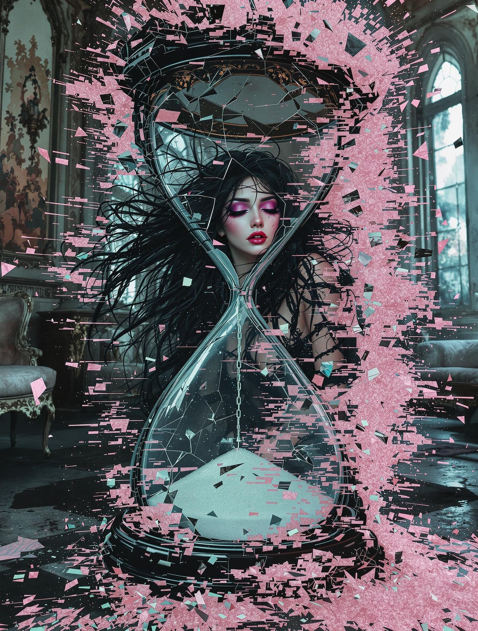 Gothic Victorian Woman Defies Digital Chains