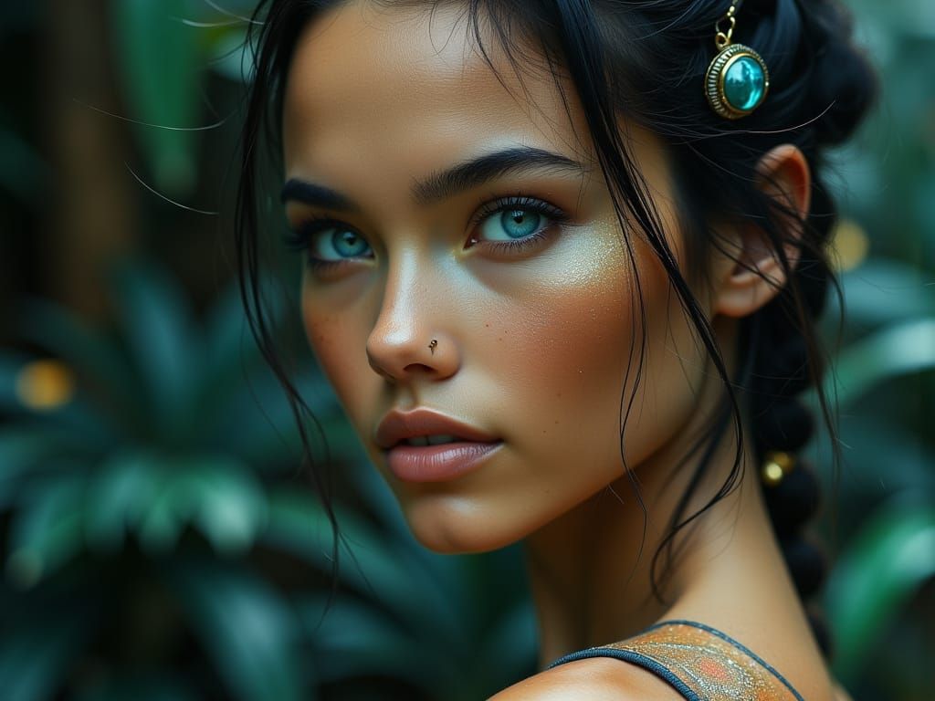 Hawaiian Runner in Spandex with Waterfall Background