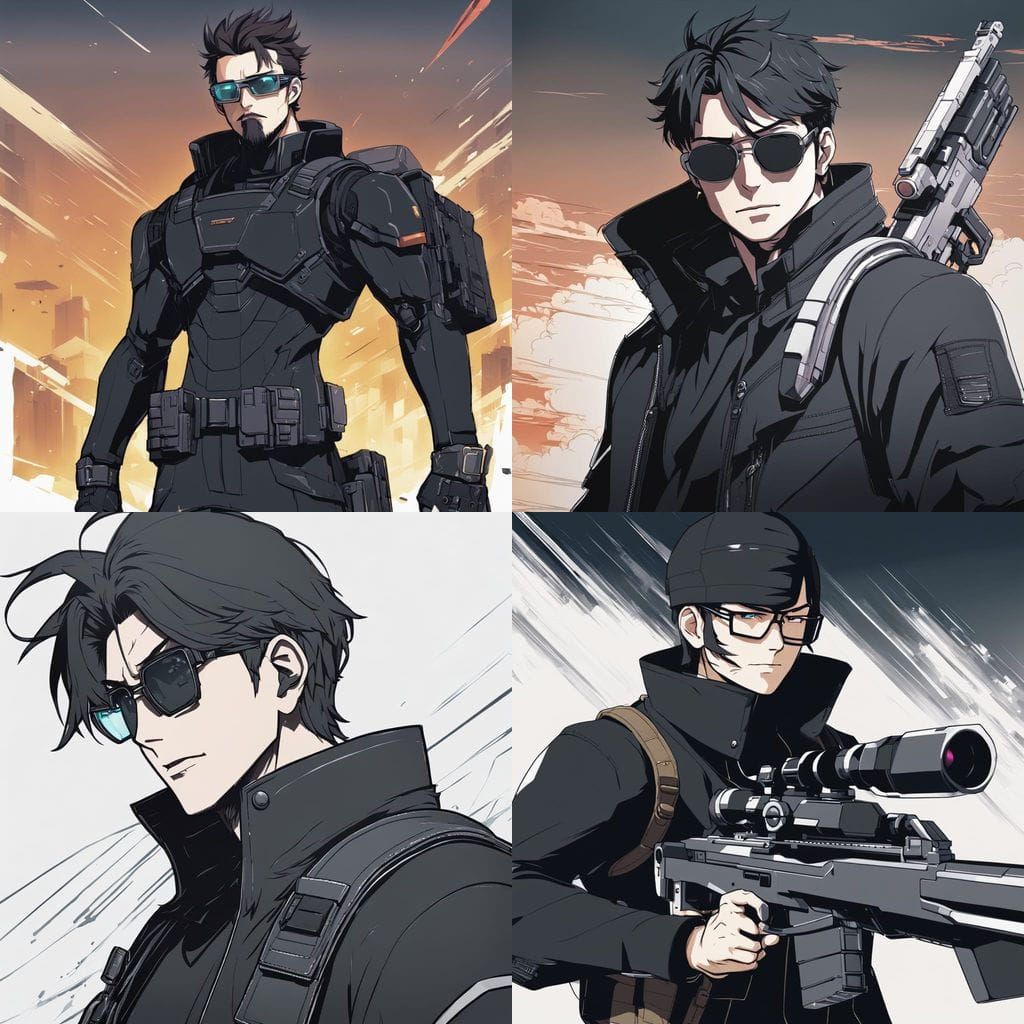 Cyberpunk Gunner in Neon Lit Cityscape