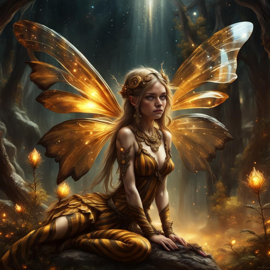 Tiger's Eye Crystal Fairy: Digital Matte Painting