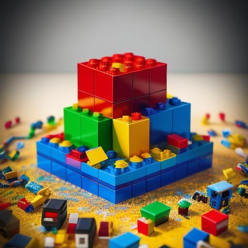 Colorful Lego Bricks and Figures in Toy Photography