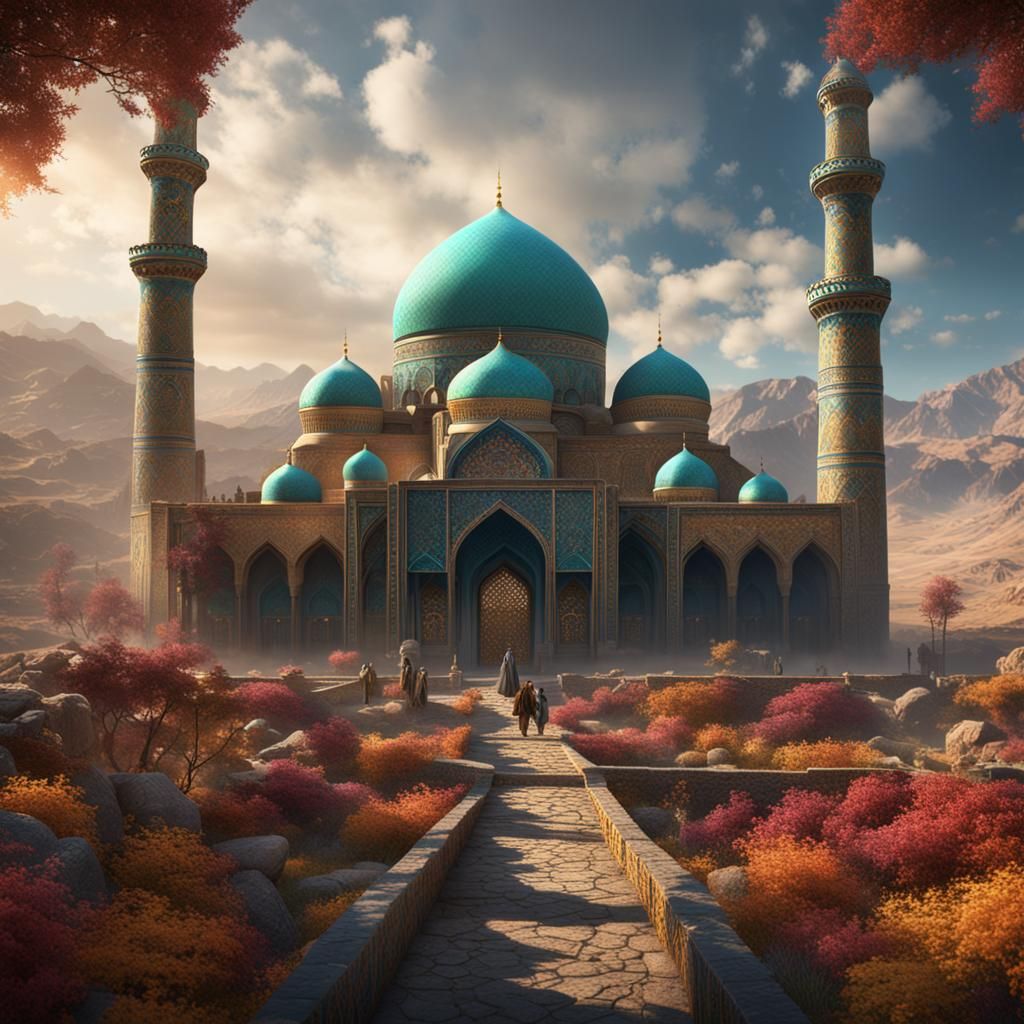 Fantastical Iranian Architecture in Detailed Digital Art