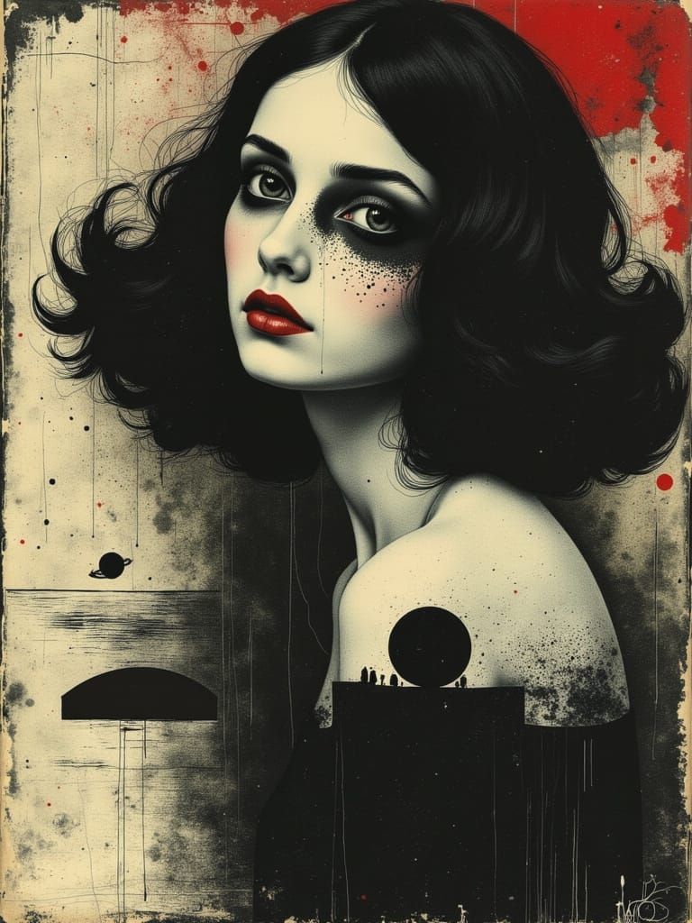 Gothic Woman in Pop Surrealist Style