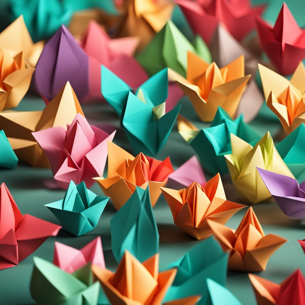 Origami Paper Folds Papercraft in 8K Resolution