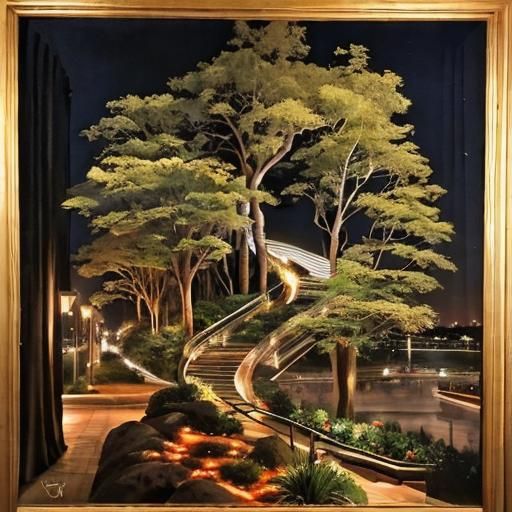 Dramatic Sunset Over Water as a Caravaggio-Inspired Painting