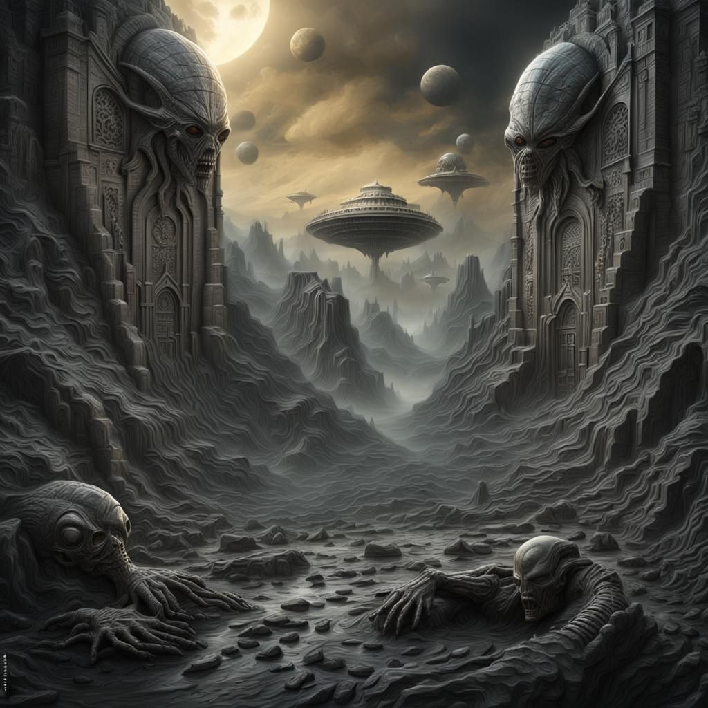 Alien Civilization's Fall: Ominous Bas Relief