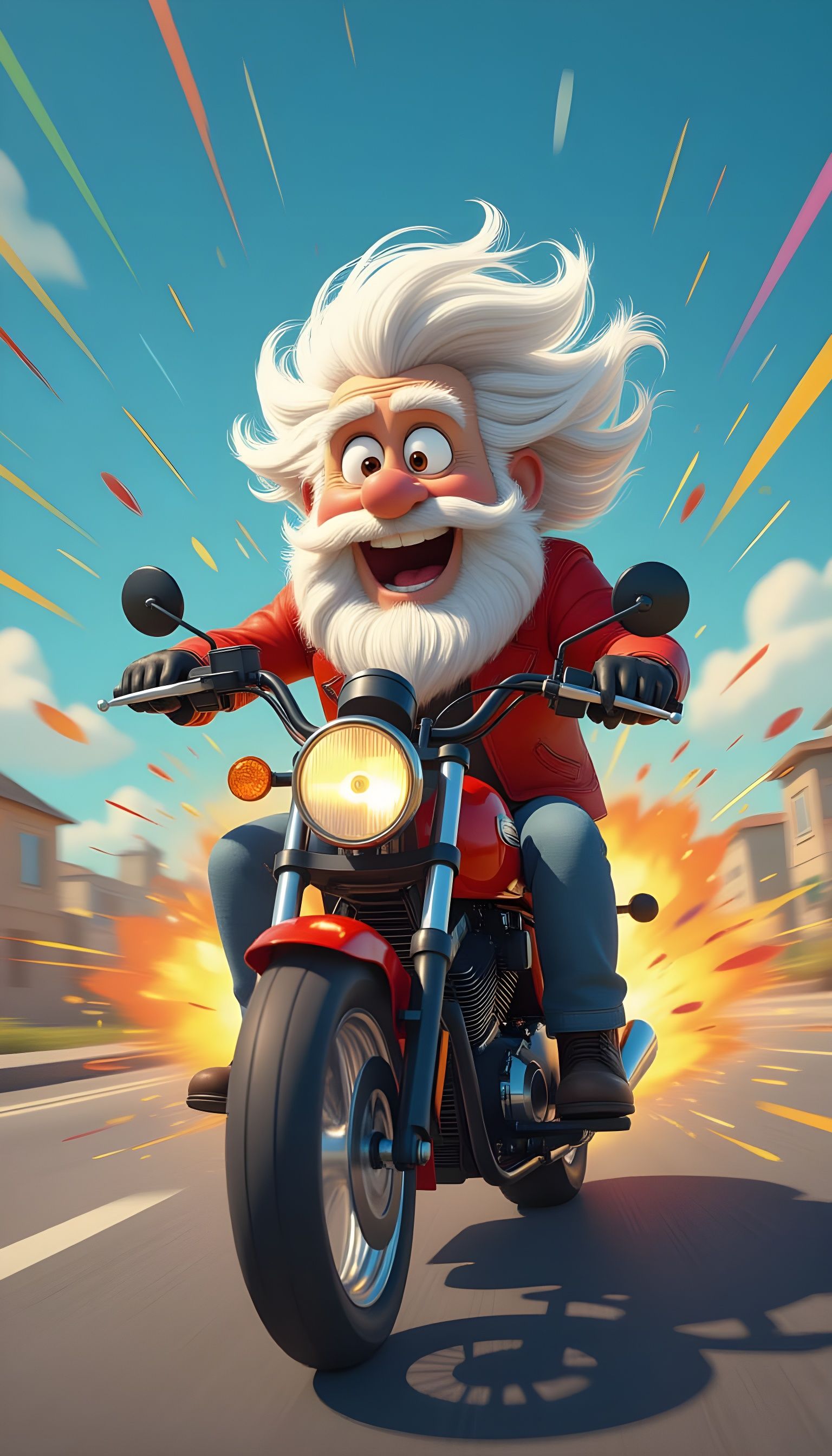 Exhilarating Motorcycle Ride in Disney Cartoon Style