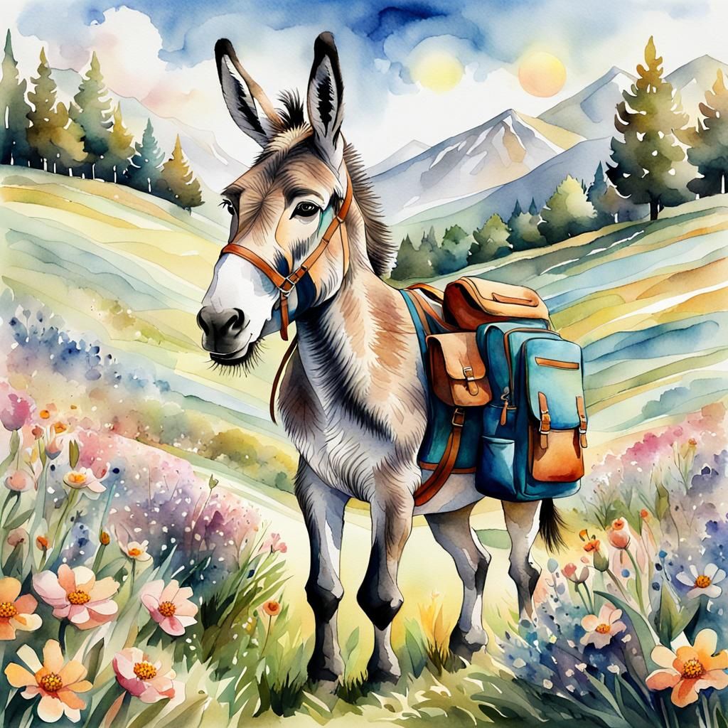 Donkey Goes to School: Watercolor Children's Illustration