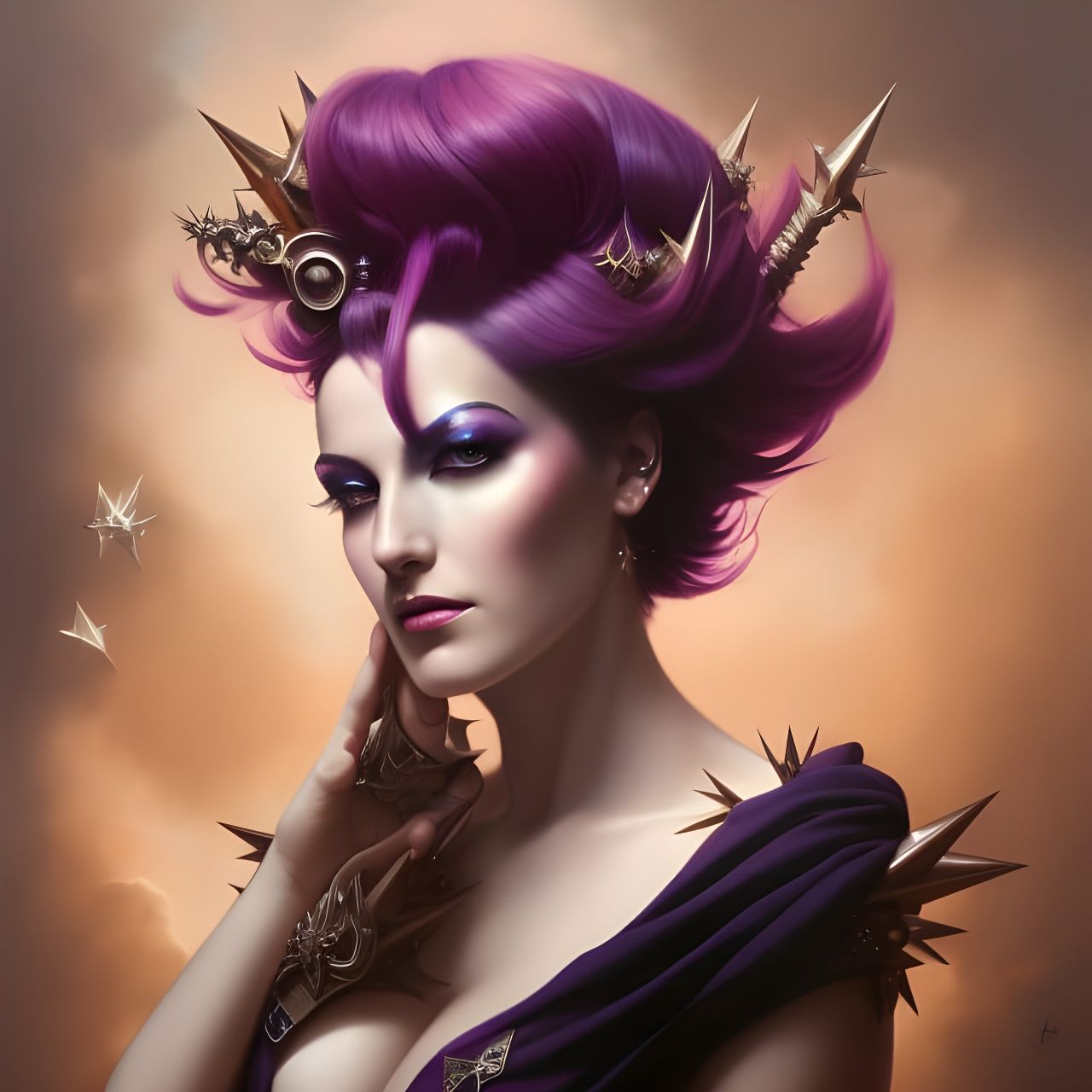 Goth Punk Goddess Portrait in Hyperrealistic Style