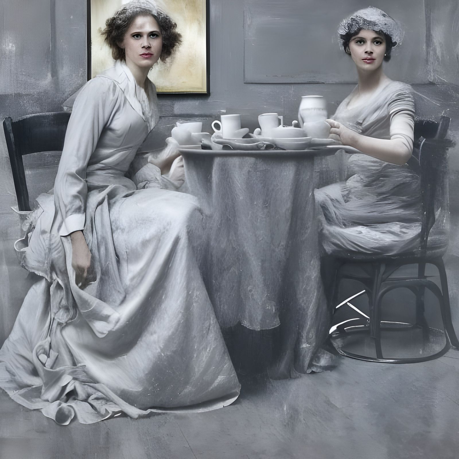 Elegant Woman in Cafe: Photorealistic Portrait