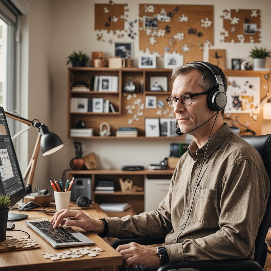 Accessible Home Office for Data Analyst in Earthy Tones