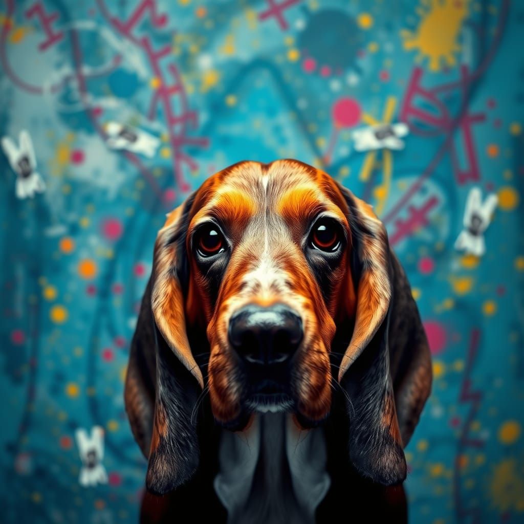 Adorable Basset Hound in Hyperrealistic Splash Art Style