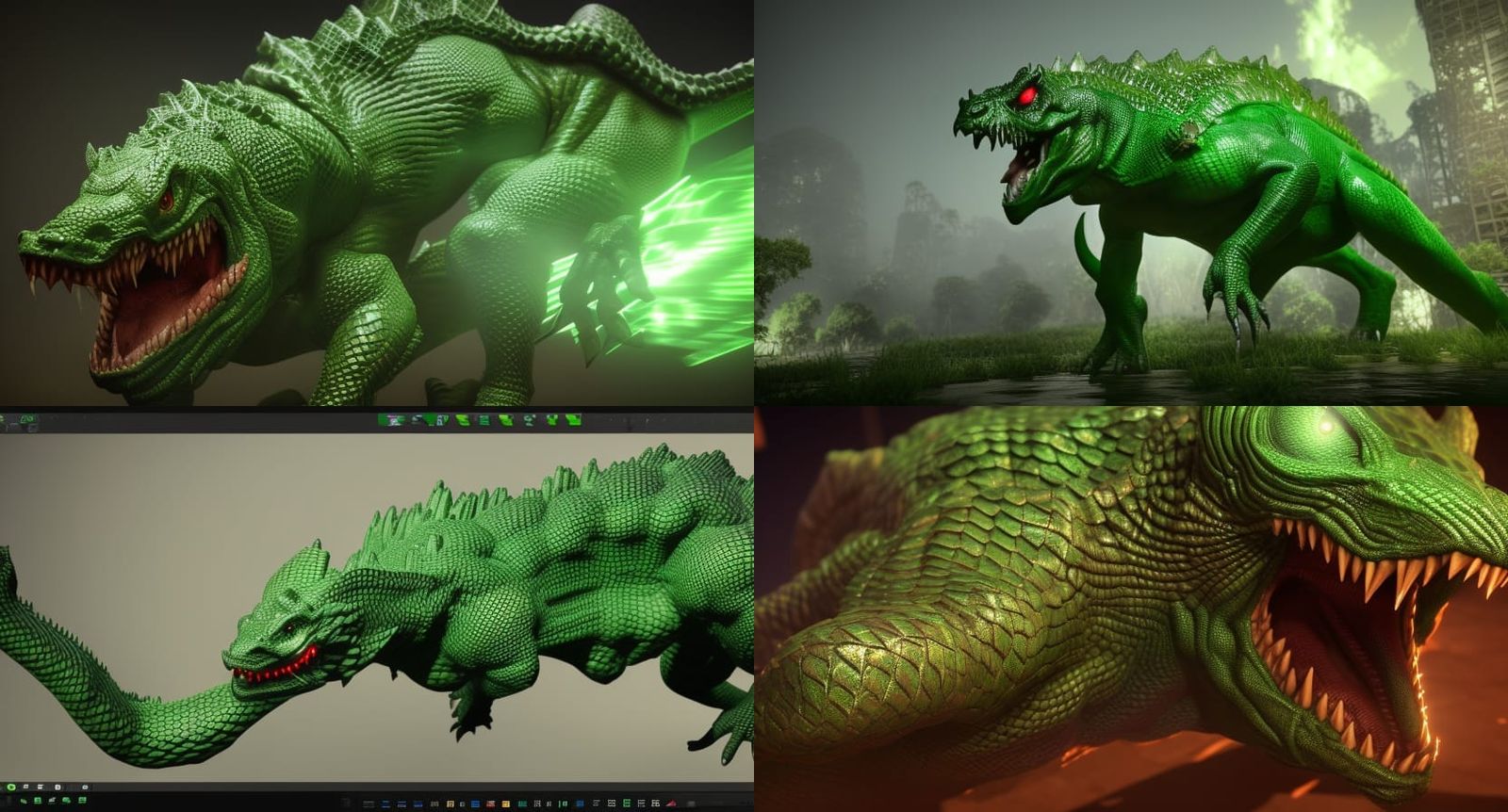 7ft Scaled Creature in Epic 3D Game Style