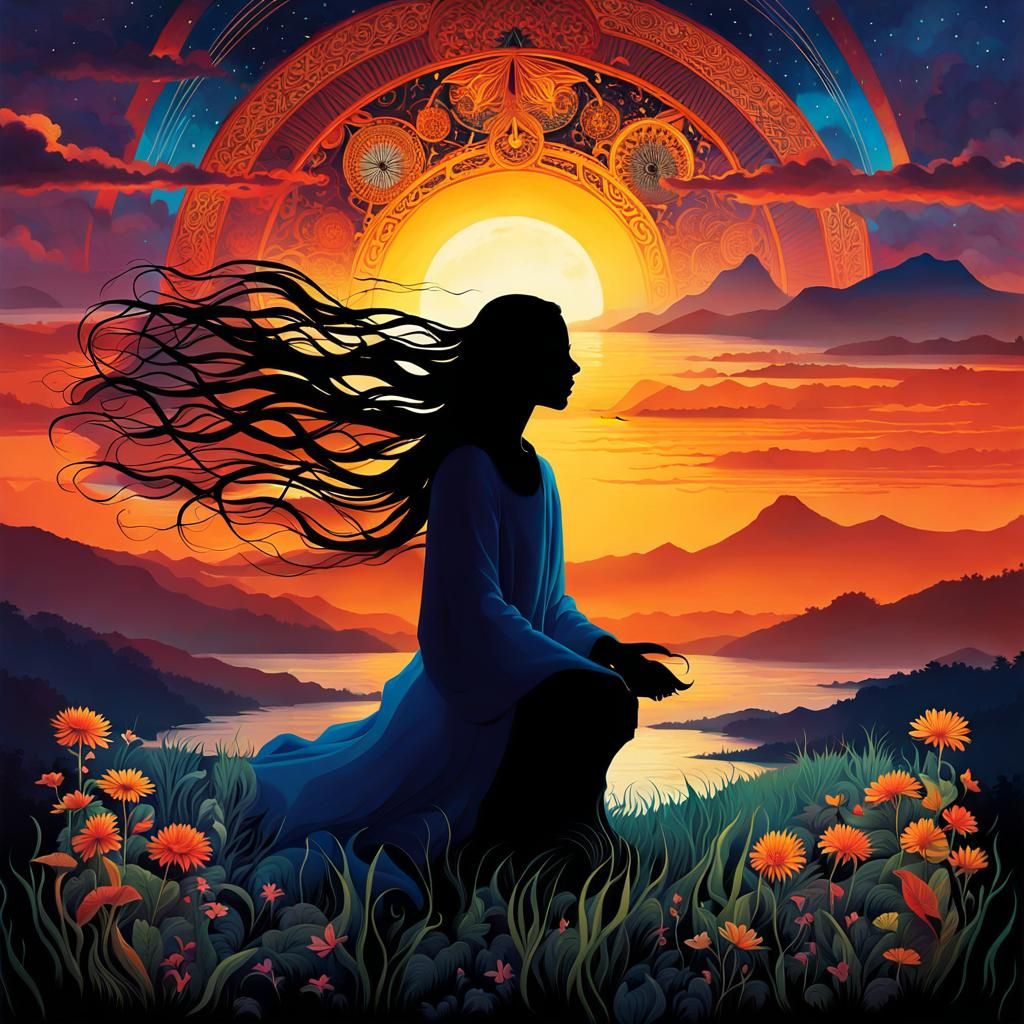 Mystical Creatures Awaken at Sunset: Infinite Consciousness