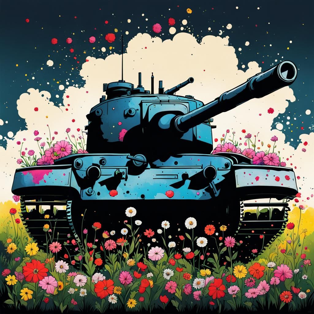 Flowers Bloom on Abandoned Tank: Splash Art