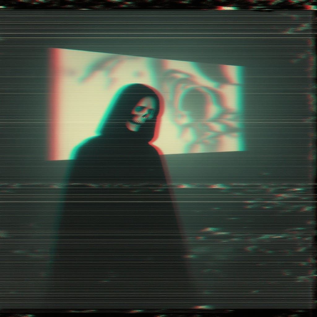 Grim Reaper at Drive-In in Vintage VHS Style