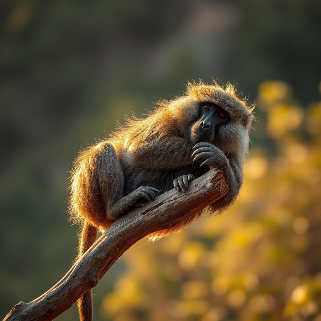 Baboon in Sunlight: Wildlife Photography