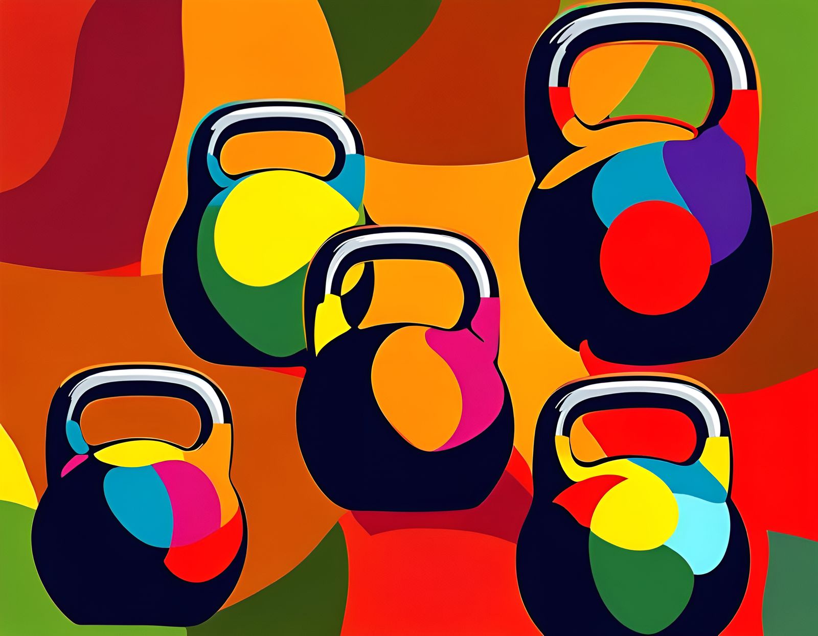 Abstract Kettlebell Art in Complementary Colors
