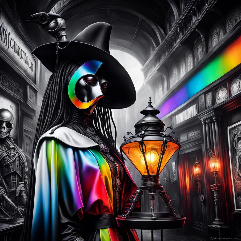 Gothic Cyberpunk Plague Doctor in Hyperrealism