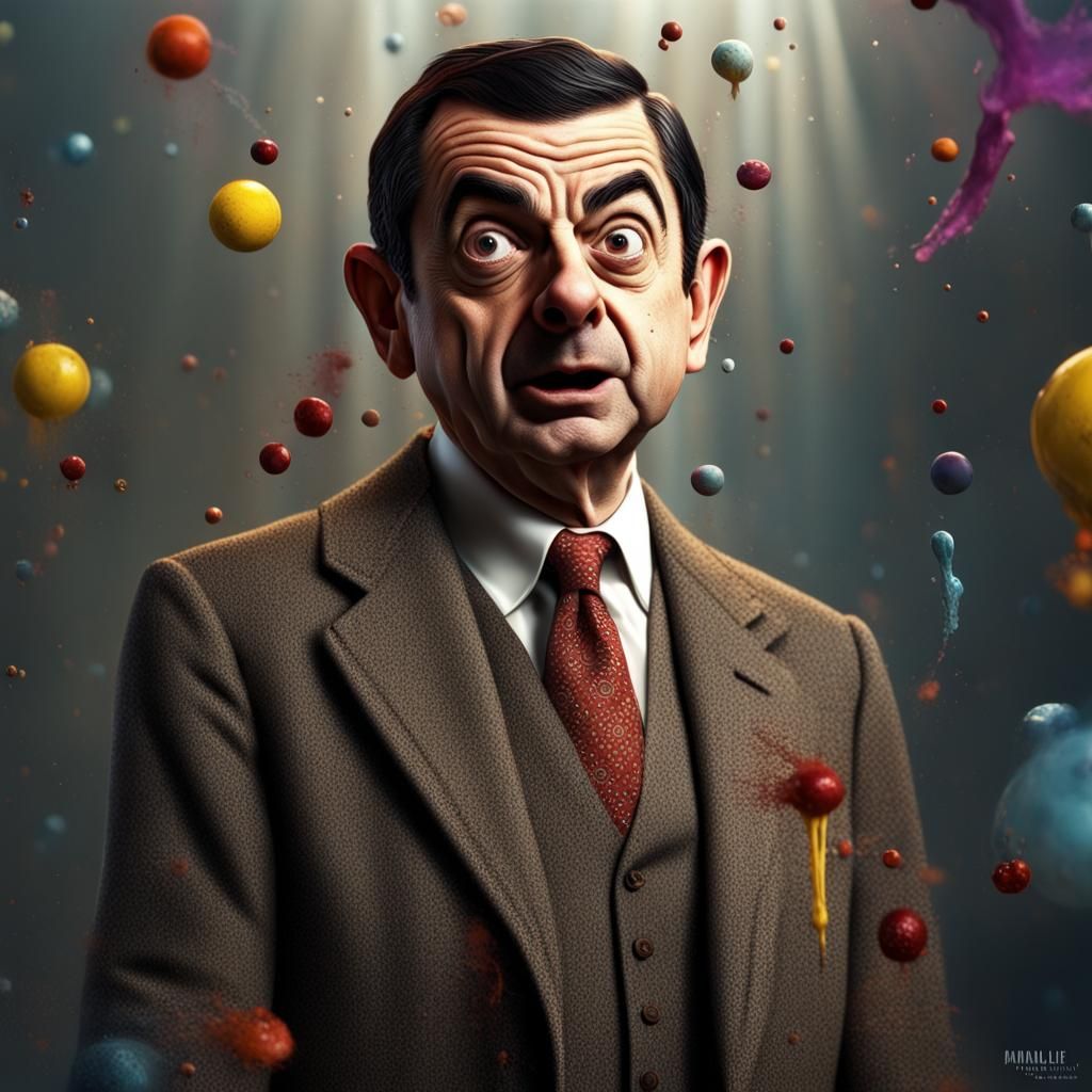 Hyperrealistic Mr. Bean Portrait in Splash Art Style