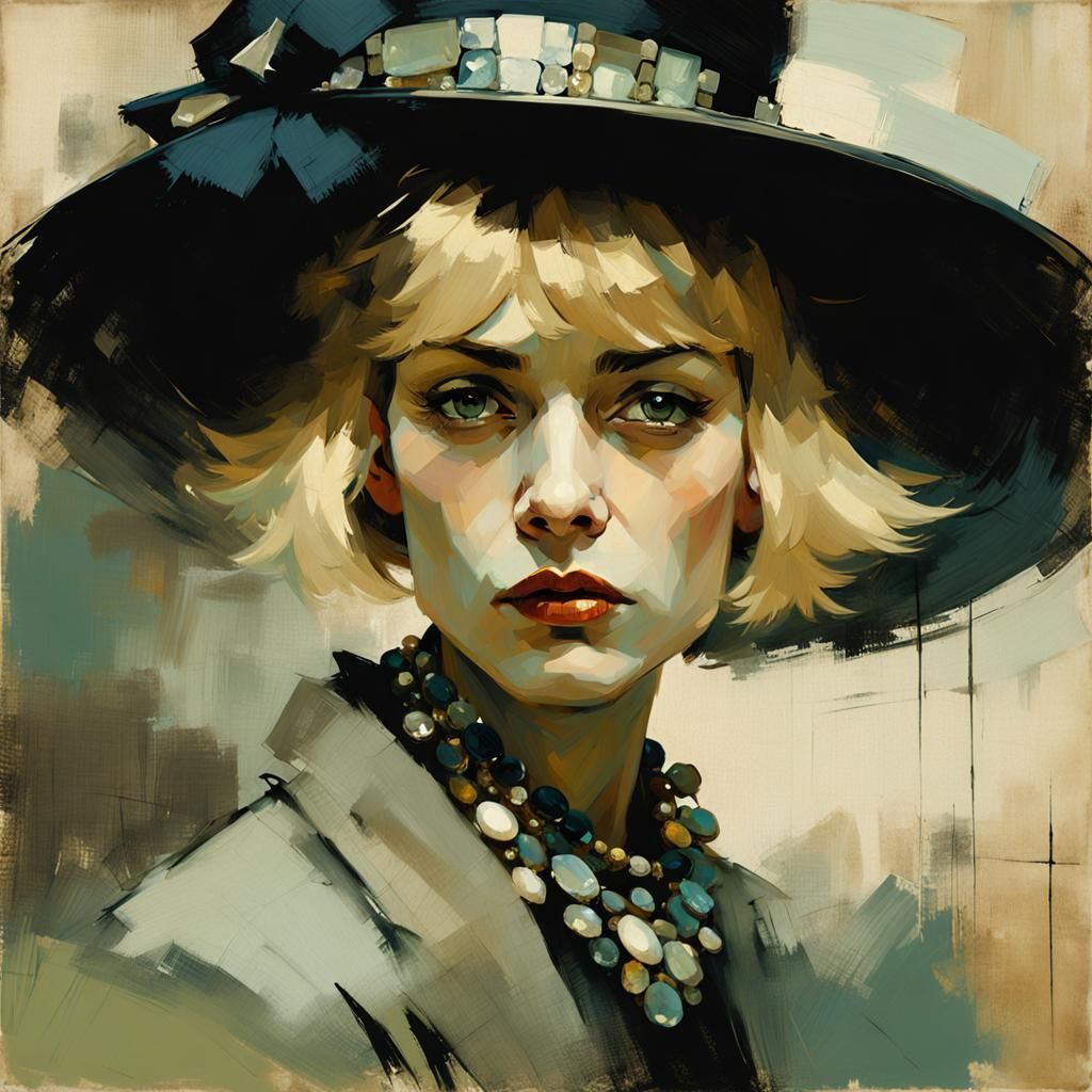 Blonde Woman Portrait in Muted Painterly Style