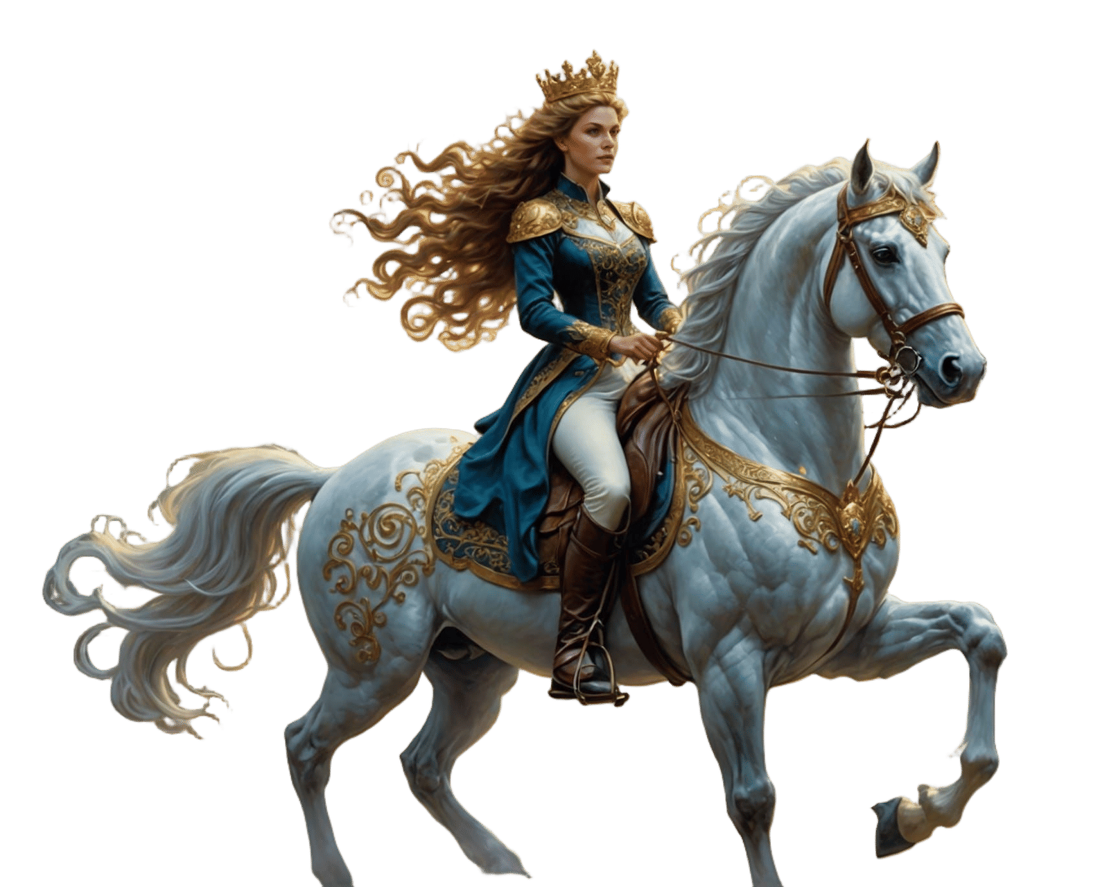 Ethereal Queen on Horse: Realistic Oil Painting