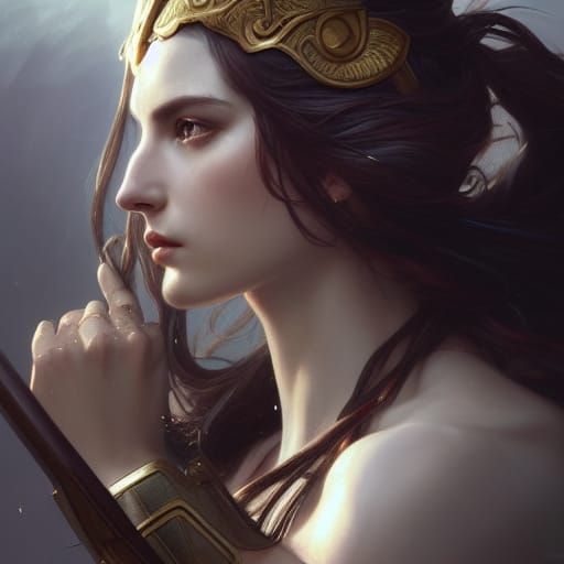 Artemis Portrait in Hyperdetailed Digital Art Style