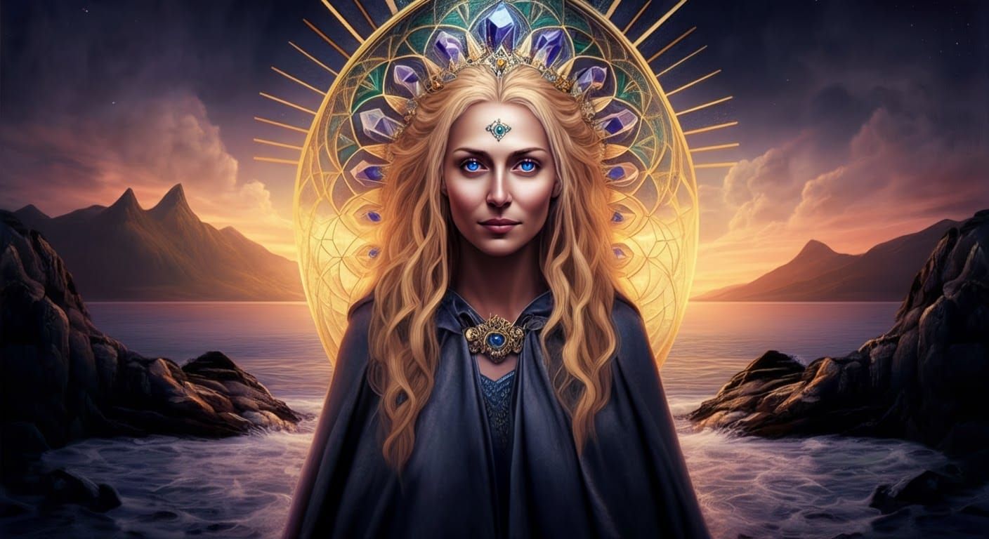 Regal Nordic Queen Under Crystalline Arch