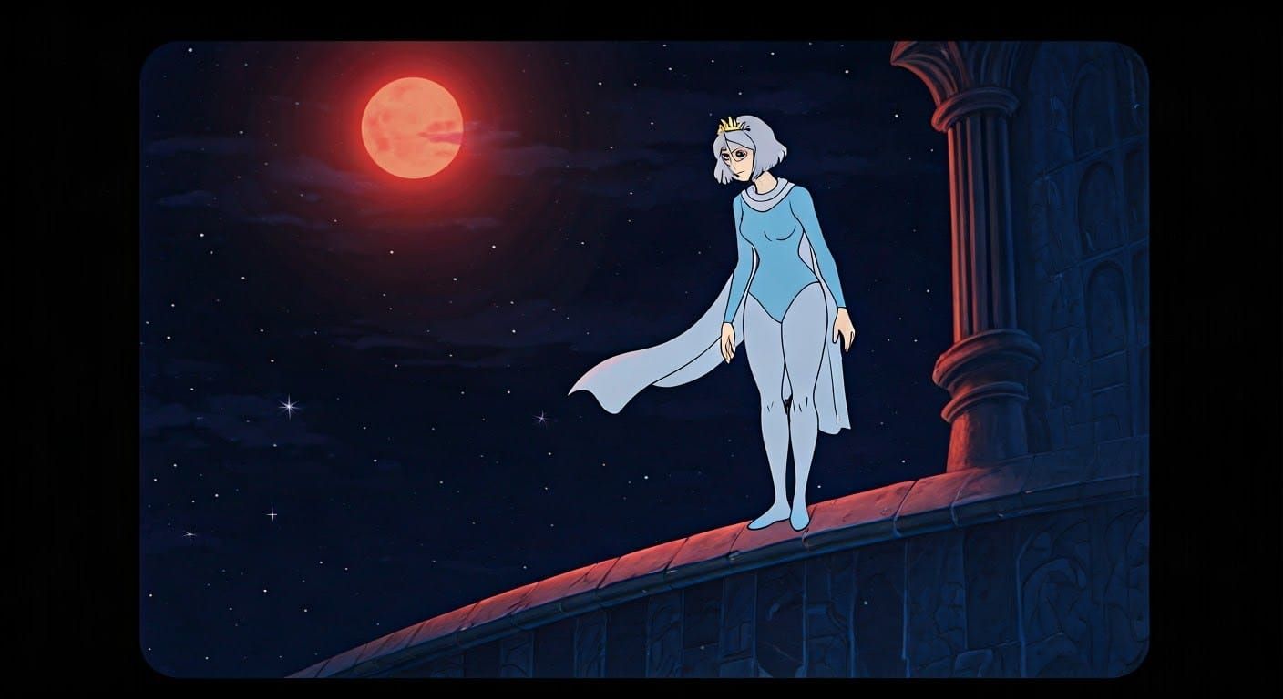 Ethereal Princess on Medieval Castle Balcony in Warm, Nostal...