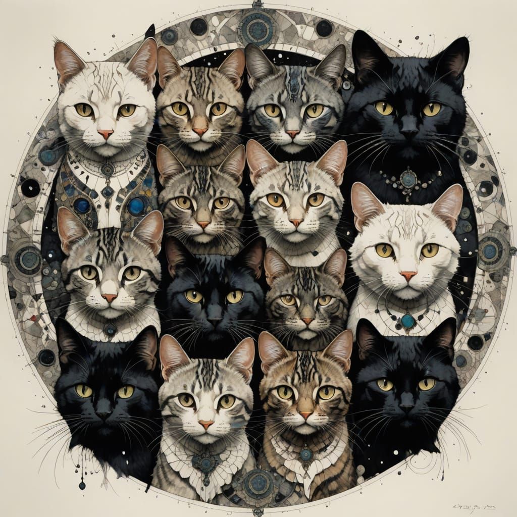 Intricate Cat Face Mandala Illustration