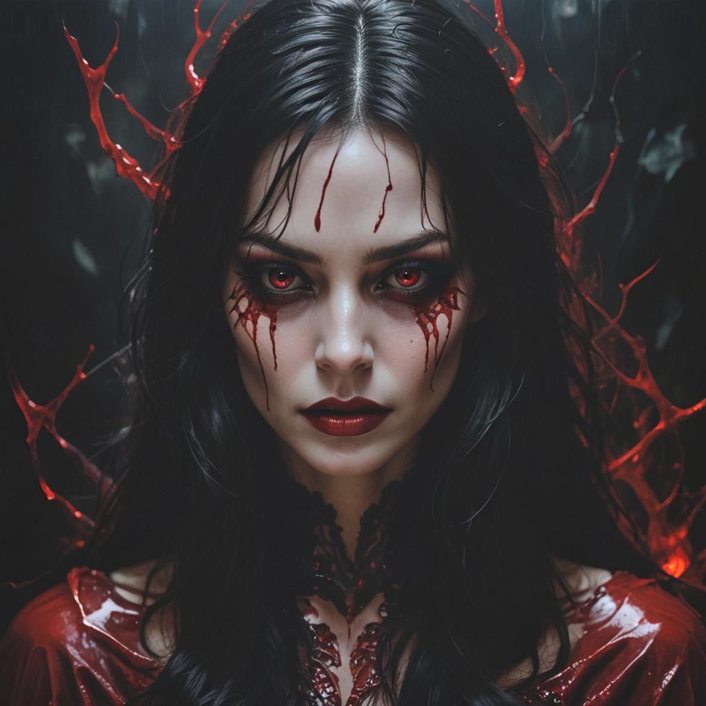 A striking cinematic image of a woman's face, where her enti...