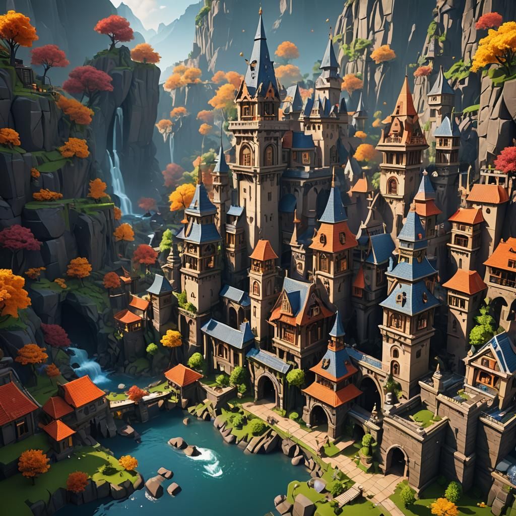 Detailed Roblox Matte Painting in Fantasy Style