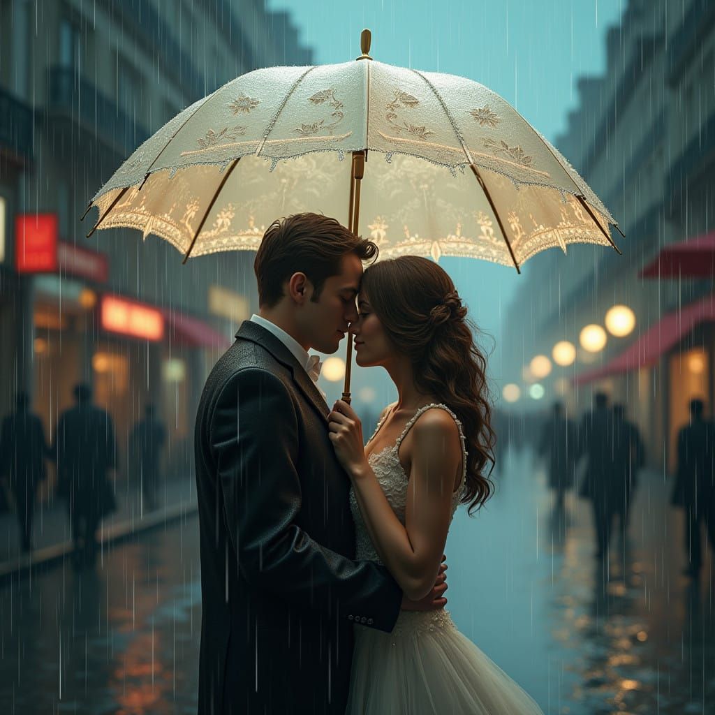 Parisian Whispers in Ethereal Rain