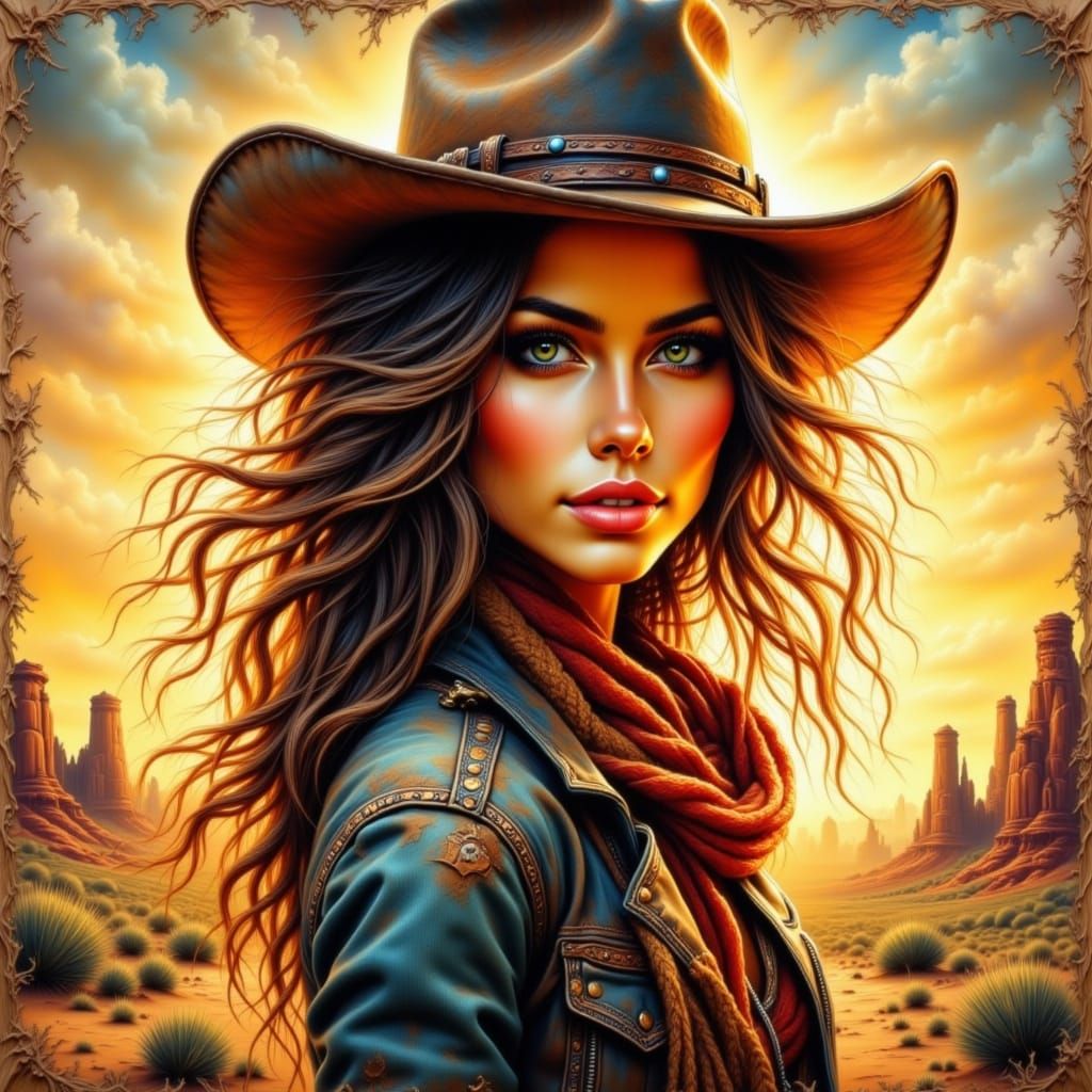 Wild West Cowgirl in Frazetta-Inspired Art