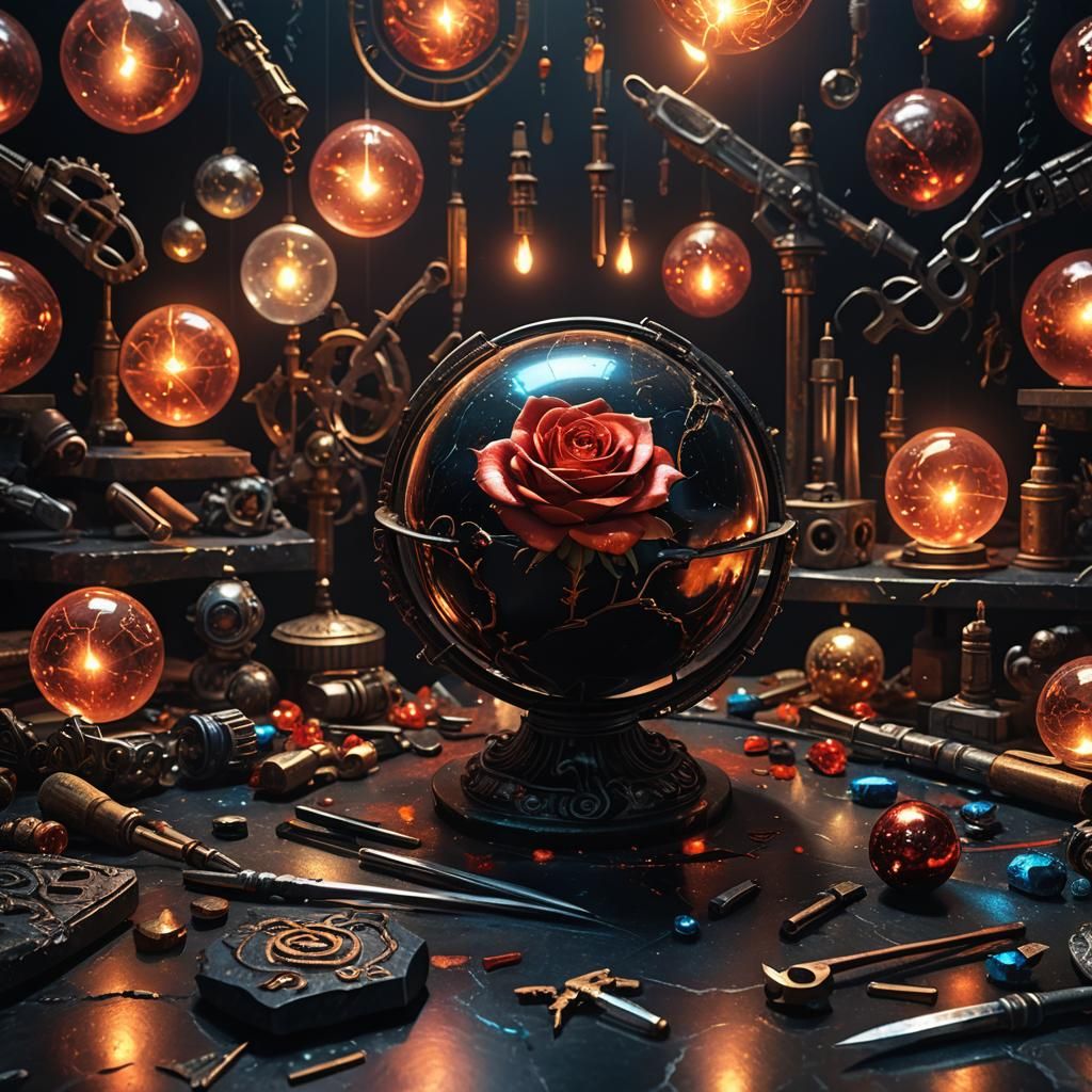 Glowing Orb on Marble Table: Fantasy Concept Art