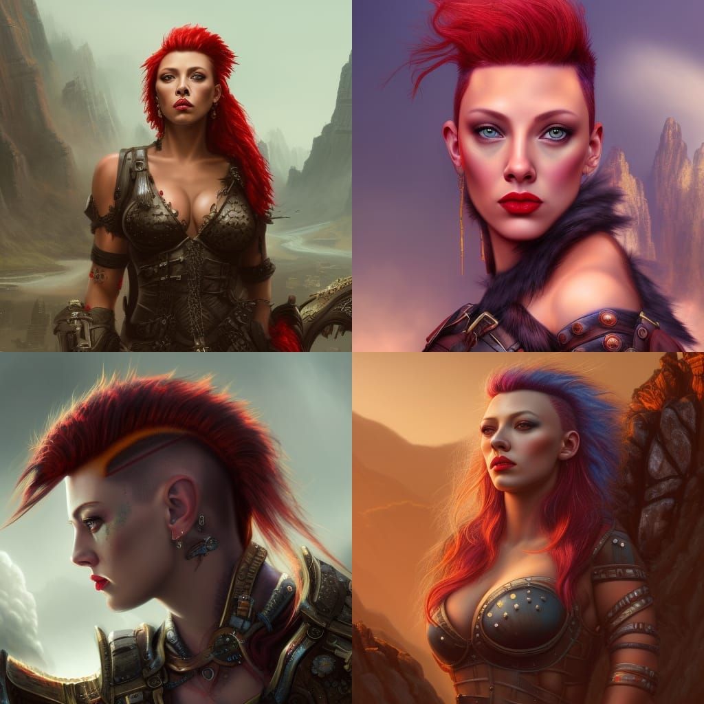 Scarlett Johansson with Mohawk: Detailed Matte Painting