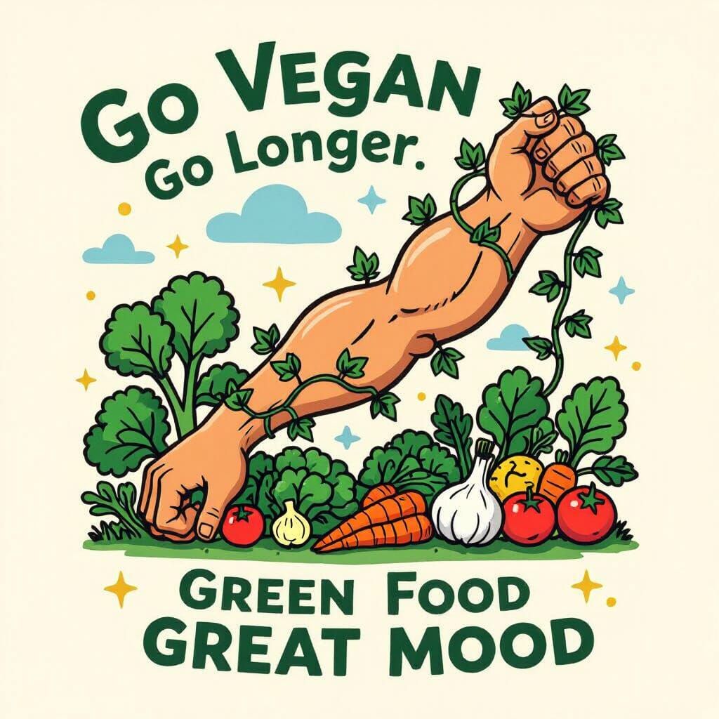 Vegan Poster with Muscular Arm in Organic Style